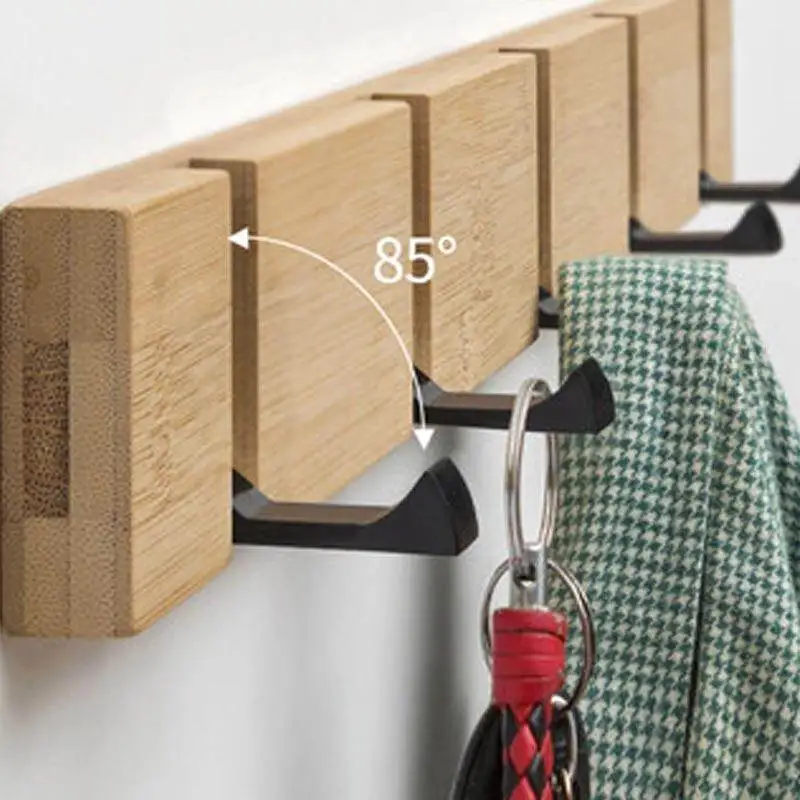 

Wooden coat hooks home creative Foldable door hook clothes hanger wall hanging key holder bathroom towel hook mx6041339