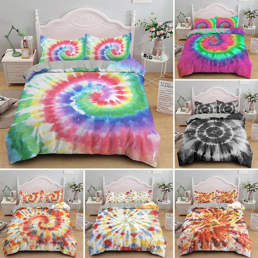 

Tie Dye Psychedelic Duvet Cover Pillowcase Luxury Bedding Set Microfiber Textile Single Double Queen King Size Bedclothes