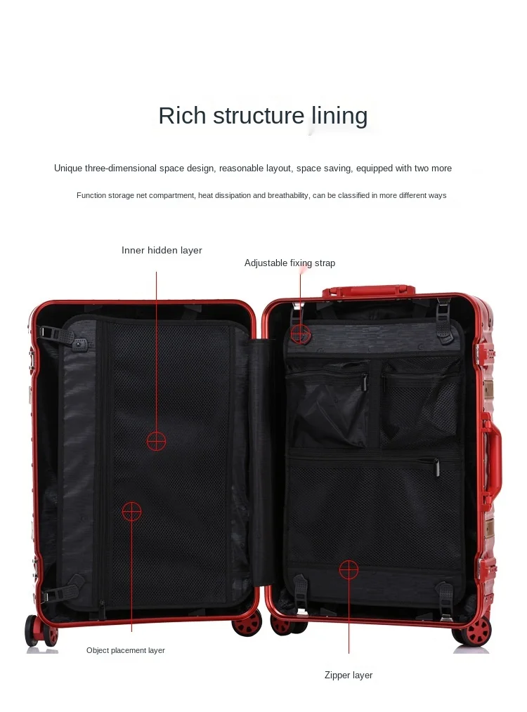 

Trolley case aluminum frame box universal wheel suitcase Seiko build Mute universal wheel Colorful Simplicity Reasonable storage