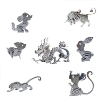 steel warcraft 3d metal puzzle twelve chinese zodiac signs dragon mouse tiger diy jigsaw model gift and toys for adults children