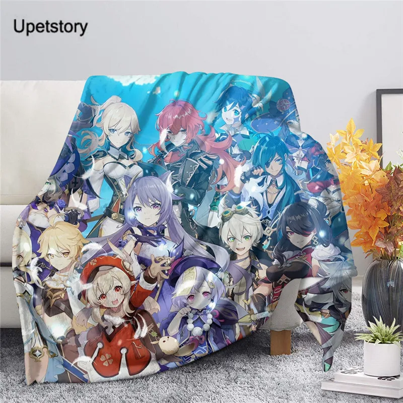 

Upetstory Genshin Impact Blanket Flannel Anime Warm Throw Blankets for Kids Adult Bedding Travel Throw Blanket Sofa Cover