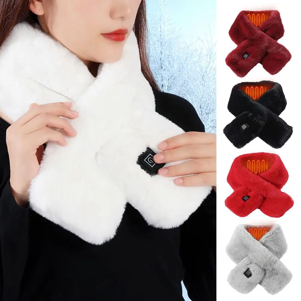 

Зимний шарф с электроподогревом и USB, шарфы с регулировкой температуры, зимняя теплая шаль на шею, шейный платок для пары, плюшевый воротник, ...