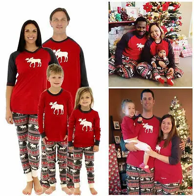 Модная одежда для детей и взрослых Семейные рождественские праздничные пижамы с