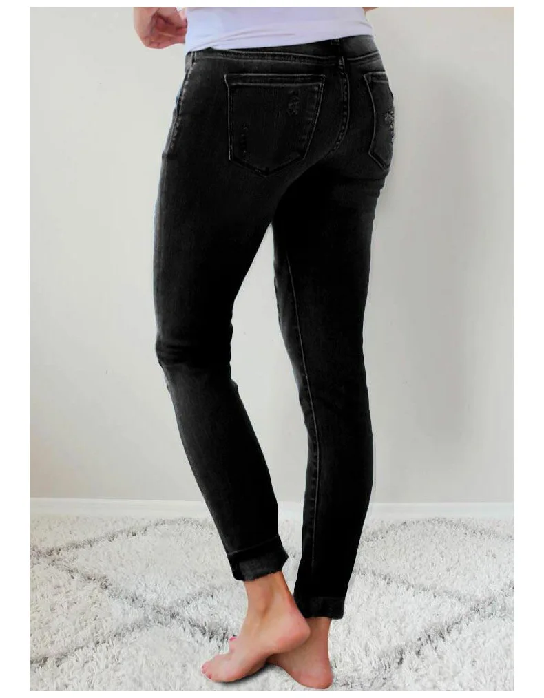 

Storyever Aesthetic Casual Long Pants Slimming Leopard Print Hole Stretch Women's Jeans Patchwork Zipper Streetwear