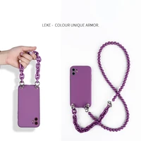 ins crossbody beads chain for huawei p50 p40 p30 pro p20 lite e mate 40 20 30 20x necklace lanyard phone case hand carry