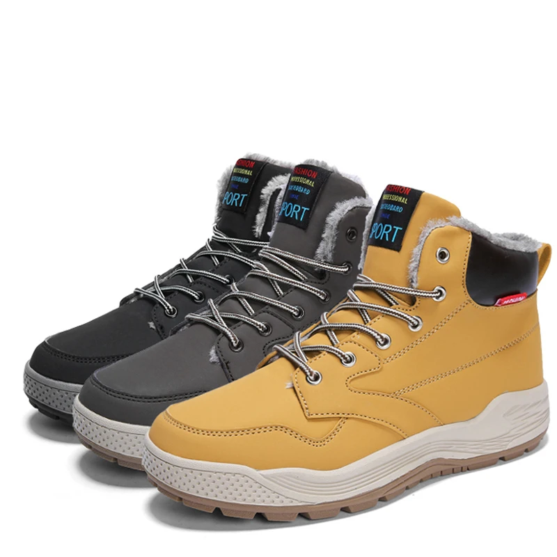

2019 Big Size 39-47 Winter Mens Boots Men Casual Fahsion Snow Boots Men Ankle Boots Men Leather Waterproof Boots Men Flat Shoes
