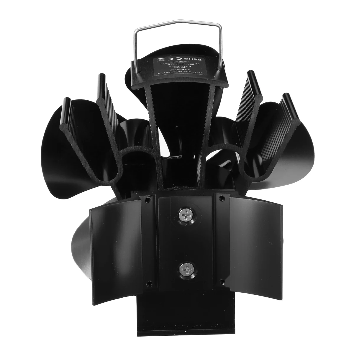

5 Blade Black Upgrade Fireplace Heat Powered Stove Fan Log Wood Burner Eco Friendly Quiet Fan Home Efficient Heat Distribution