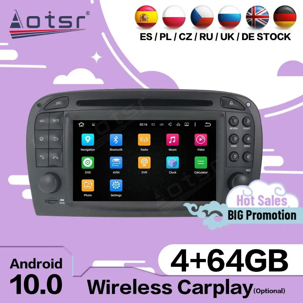 

Carplay Auto Multimedia Stereo Android Screen For Mercedes Benz SL R230 2001 2002 2003 2004 GPS Audio Radio Receiver Head Unit