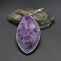 natural stone amethyst pendant horse eye shape crystal exquisite charm for jewelry making diy necklace earrings accessories