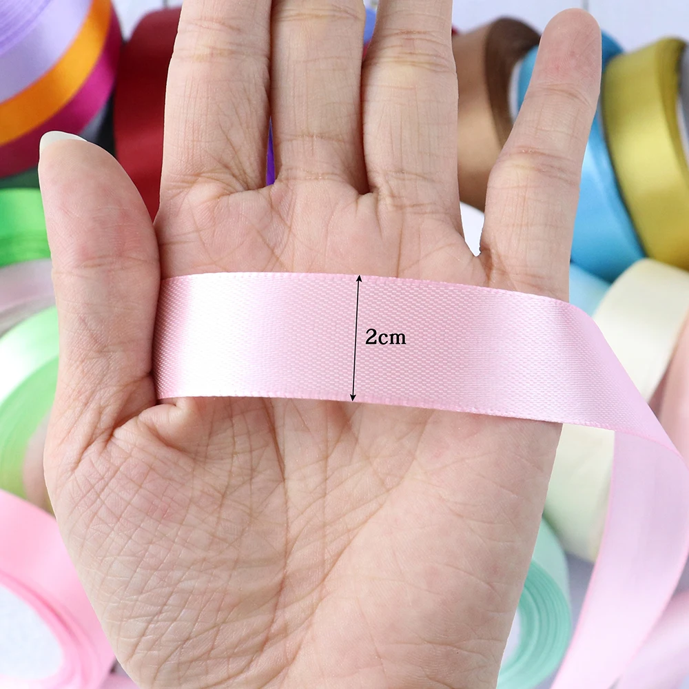 Однотонная блестящая атласная лента для упаковки подарков 22 метра 36 цветов -