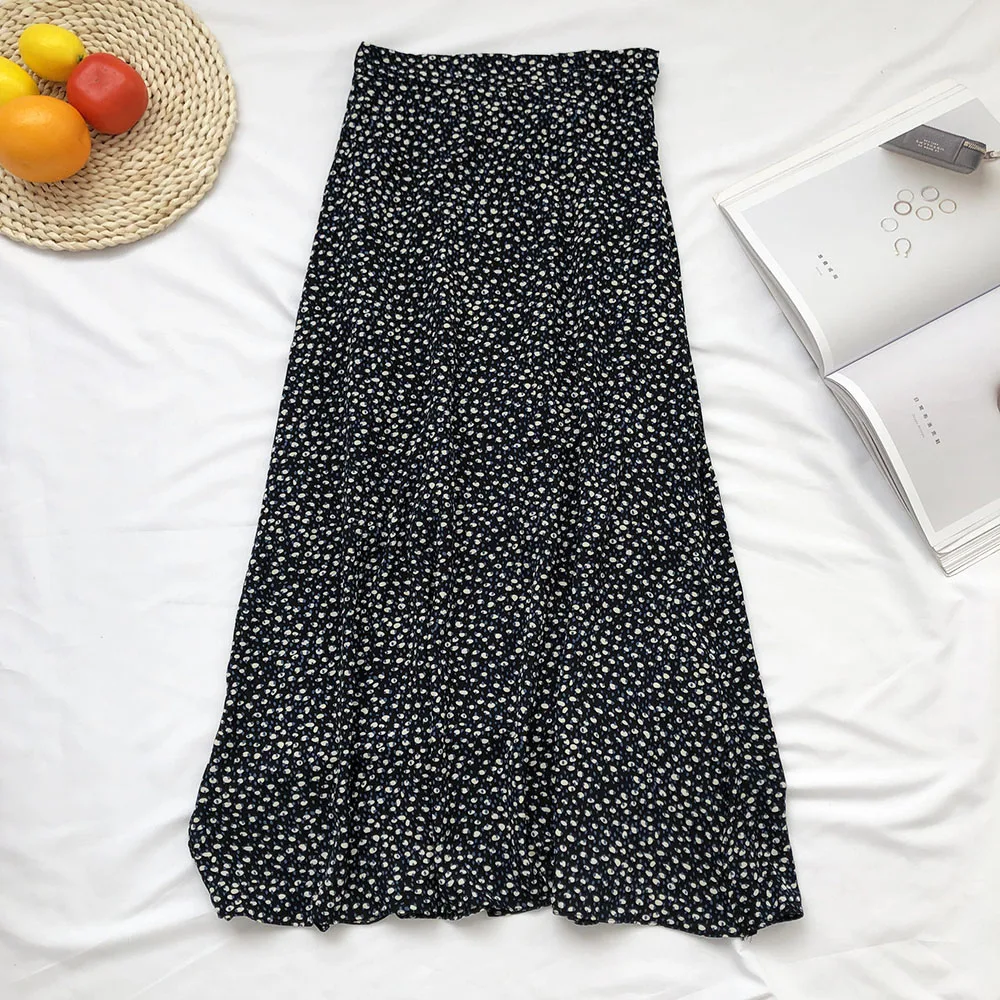 

High-waisted Slimming Cross-Slimming Floral Skirt Children Retro Flavor Art Skirt