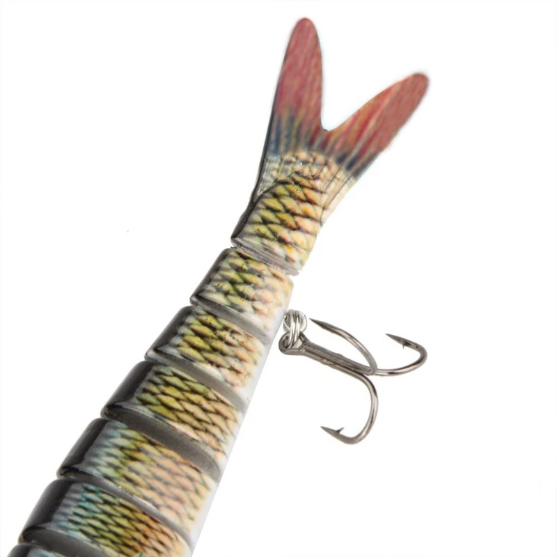 

140mm 27g 5.5inch 8-segment Multi Jointed Fishing Life-like Hard Lure Swimbait Bait 2 Treble Hooks