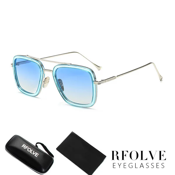 C7 Silver Blue Frame Роскошные модные Мстители, Тони Старк, стиль полета, мужские солнцезащитные очки, квадратные, фирменный дизайн, солнцезащитные очки Oculos, Ретро стиль, мужские, Железный человек 3 - Цвет линз: C7 Silver Blue Frame