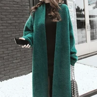 casual korean new open stitch sweater 2021 winter fashion ladies loose long faux mink fur cardigans warmth plus sweaters cloths