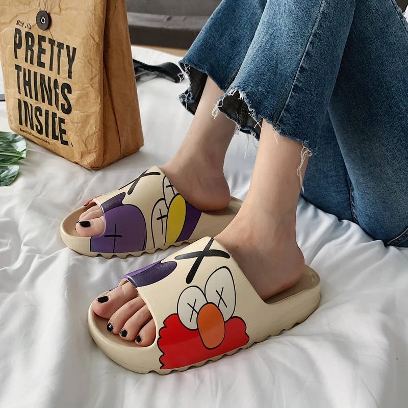

Slippers Women Beach Shoes Zapatillas Mujer Summer Chausson Femme Pattern Printed Non-slip Pantuflas Kobieta Kapcie Fashion
