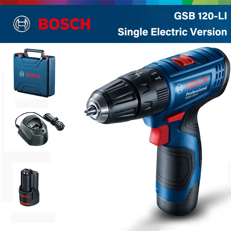 Дрель-шуруповерт Bosch GSB, многофункциональная ударная отвертка с литиевым аккумулятором 120-LI, профессиональные электроинструменты
