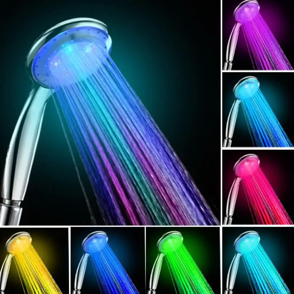 

Shower Head/Spray Sturdy Construction Heat-resistant ABS Silver Color Changing Detachable Shower for Home Bathroom Supplies