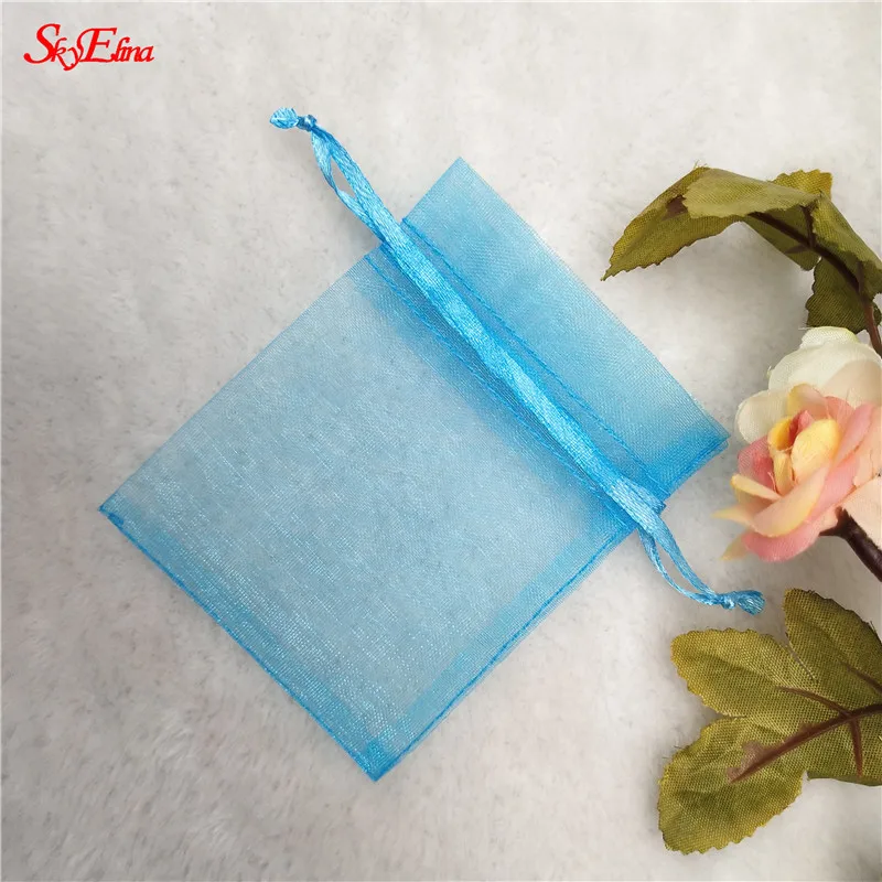 Lake Blue 50 шт. 7x9 9x12 10x15 13x18 СМ Сумки из Органзы Упаковка Ювелирных Изделий Сумки Свадьба Украшения Drawable Сумки Подарочные Пакеты 5Z - Цвет: Lake Blue