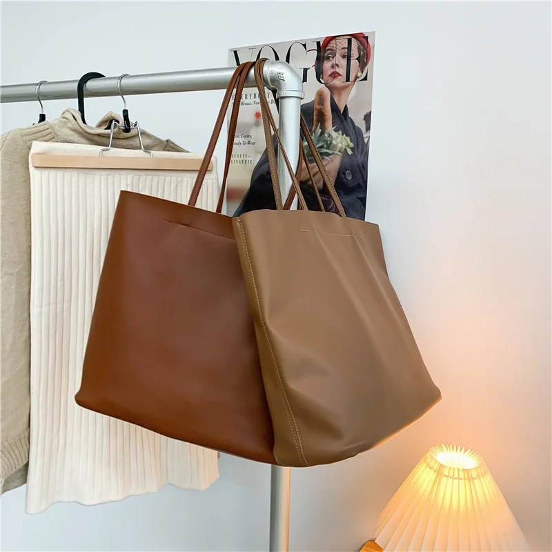 

ATLI Designer PU Leather Shoulder Bags For Women 2021 High Capacity Handbags Travel Simple Female Versatile Large Shoulder Bag