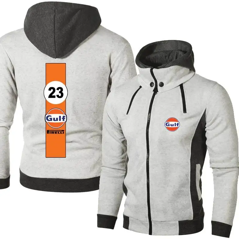 

2021 New Men's Gulf Logo Outdoor Sweatshirts Casual Male Jackets Fleece Warm Hoodies High Quality SportWear Harajuku Outwear
