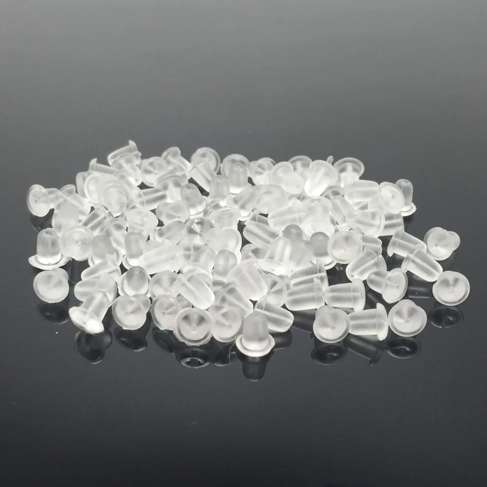 100 шт./лот прозрачные мягкие силиконовые резиновые серьги защитные пулевые