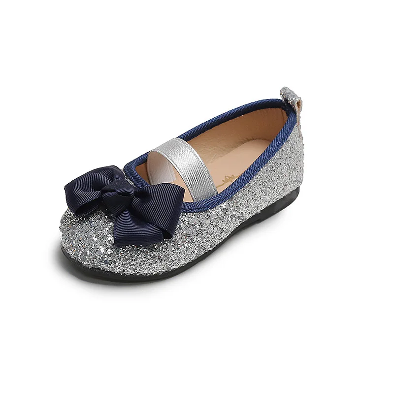 

Girls' Leather Shoes Princess 2020 CHILDREN'S Shoes round-Toe Soft-Sole Big girls Low Heel Princess Crystal Shoes
