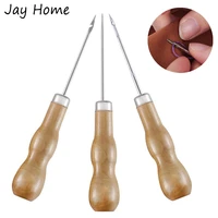 31pcs wooden handle sewing awl diy carft canvas shoes threader repair punch awl leather craft awl tool sewing tool craft