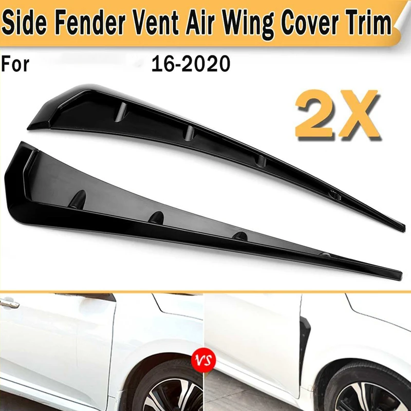 

Side Fender Vents for Honda Civic 10Th Gen 2016-2020 Front Pair Gloss Black ABS Fender Vent Covers