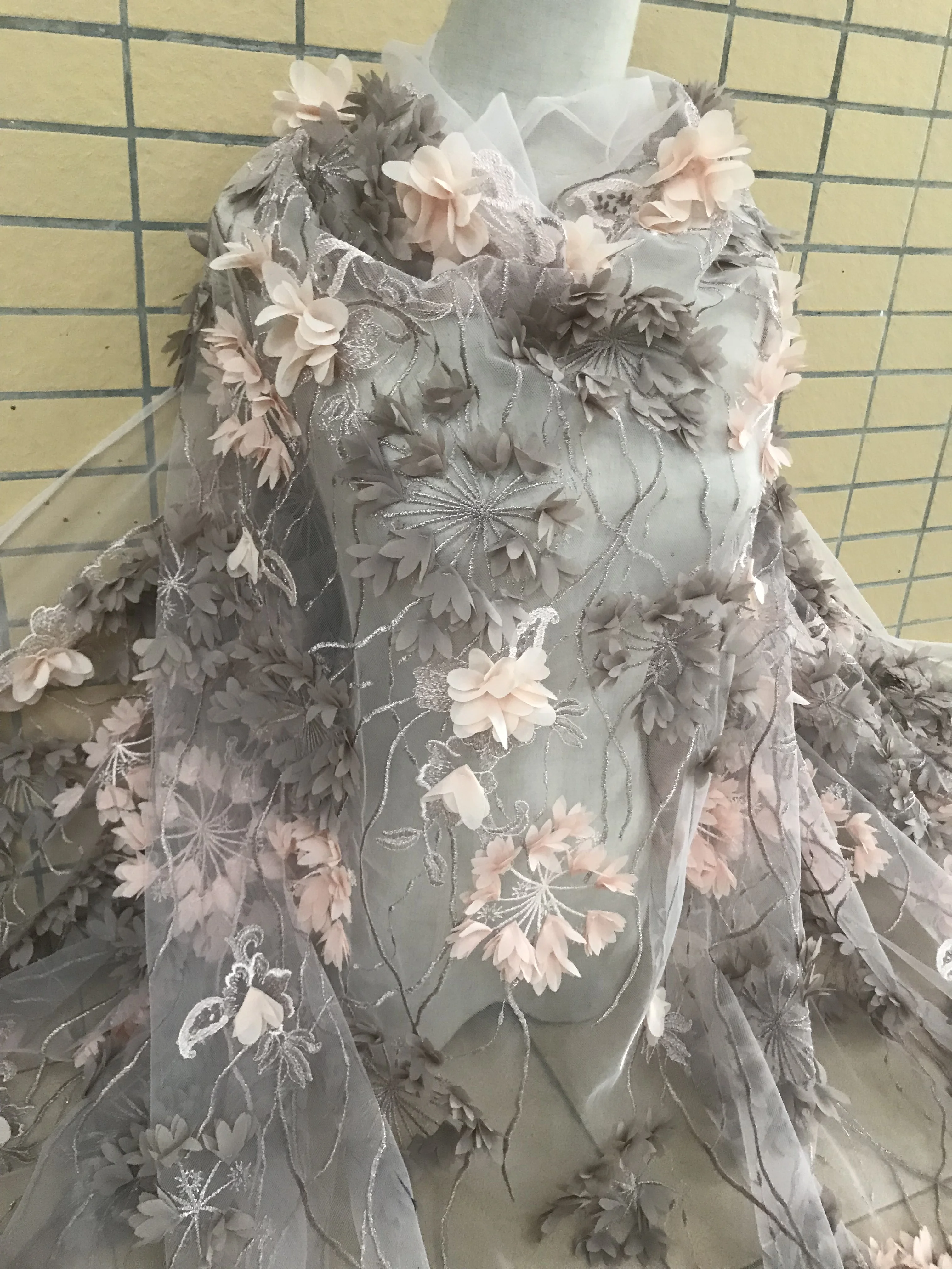 Красивая 3d Цветочная французская сетчатая кружевная ткань яркая вышитая супер