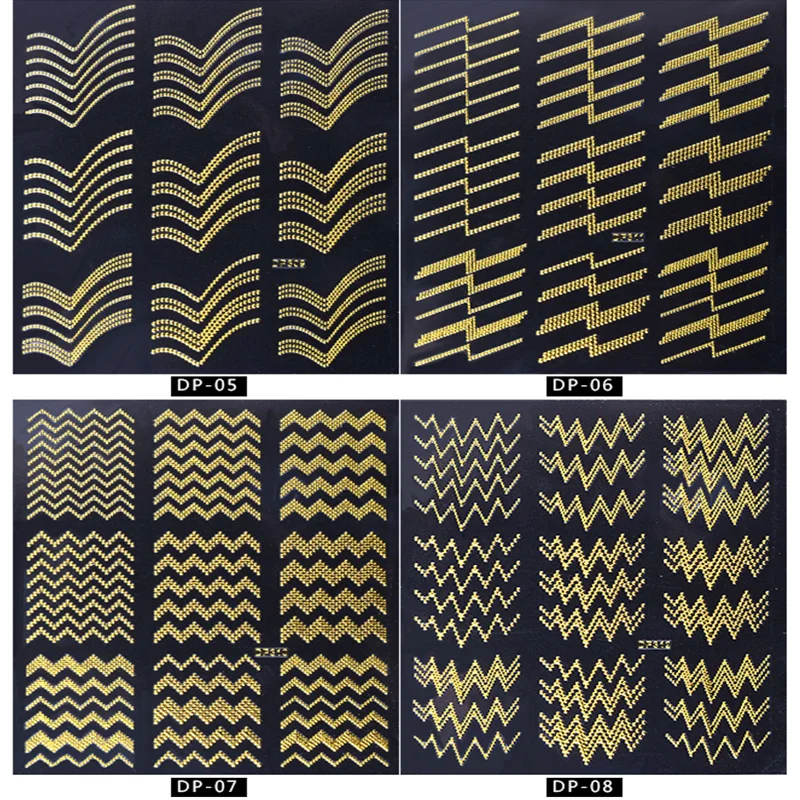 Наклейки для украшения ногтей металлическая линия чередование ленты Переводные