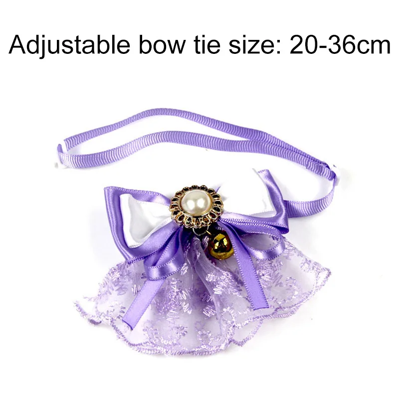 Элегантный кружевной воротник с бантом для кошек колокольчиком собак бандана
