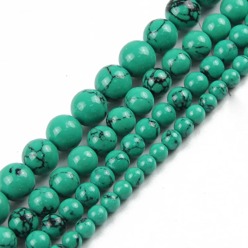 Бусины шармы из натурального голубого и белого искусственного малахита 4/6/8/10/12