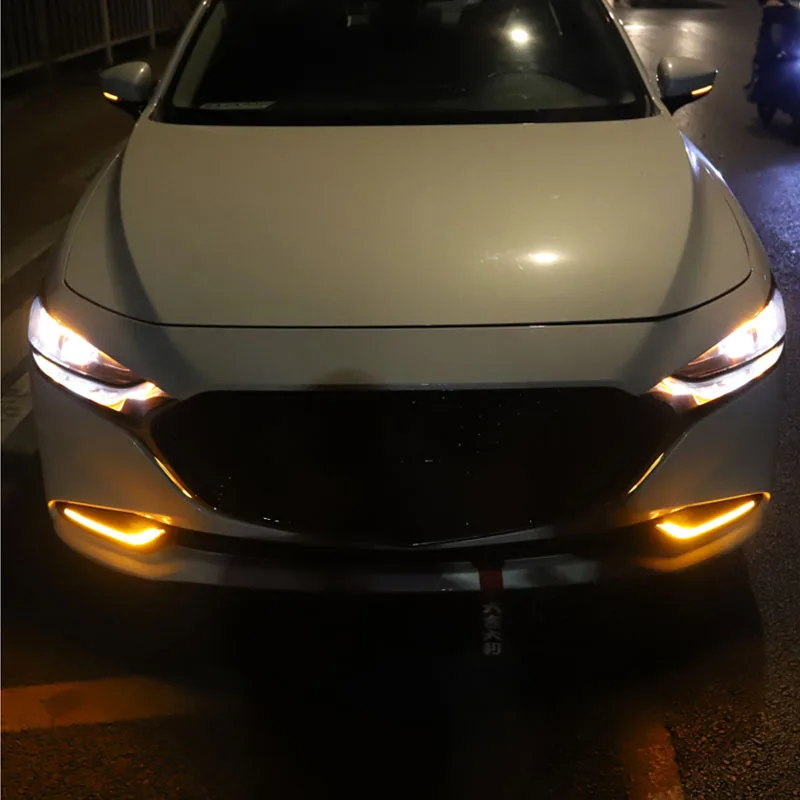 

Daytime Running Lights Refit For Mazda 3 Axela 2019 2020 Canopy LED Tricolor Turn signal Blue Yellow Whtie Car Decoration