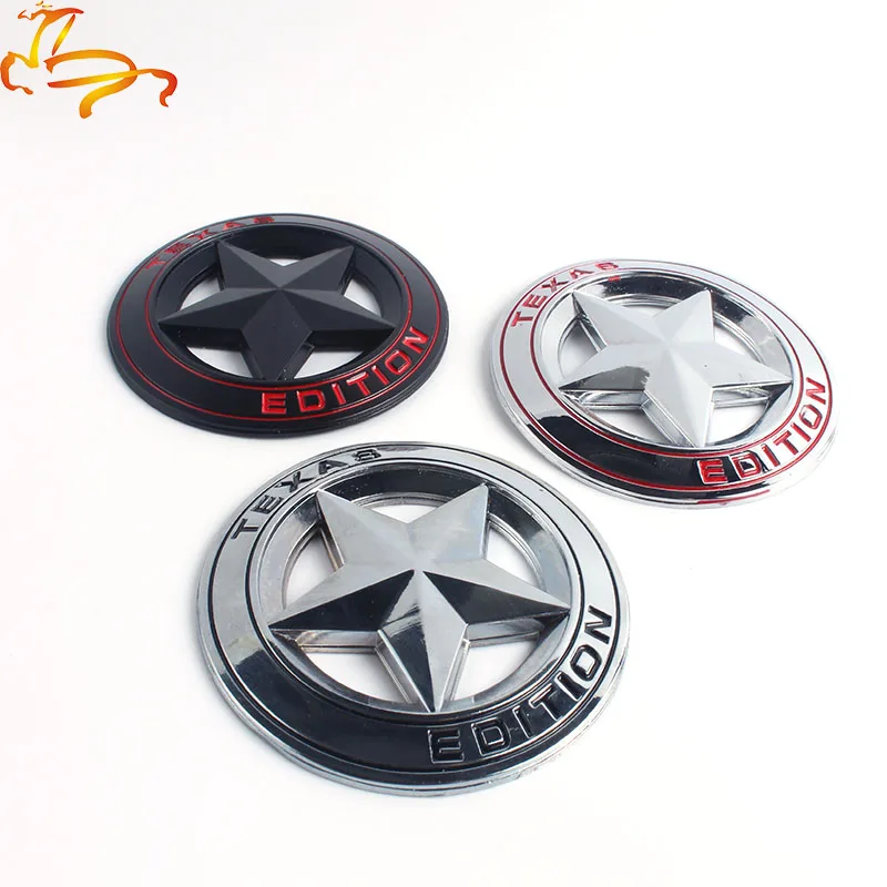 

Metal TEXAS EDITION Shield Pentagram 3D Emblem Badge Car Fender Side Tail Body Sticker for JEEP Wrangler Liberty Grand Cherokee