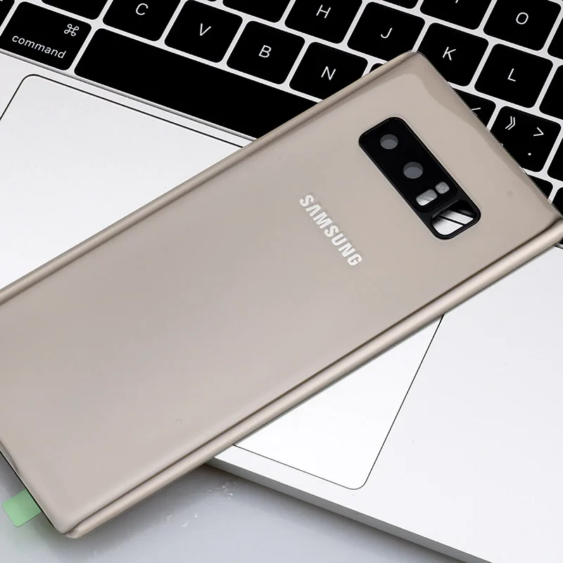 Note8 задняя крышка аккумулятора чехол для samsung Galaxy Note 8 N950 N950F N9500 Задняя стеклянная крышка корпуса клей+ объектив для камеры - Цвет: Note 8 Gold