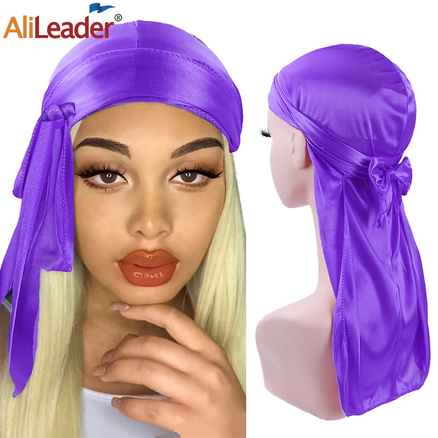 Длинные шелковые банданы Durag на длинных лямках для мужчин и женщин атласные