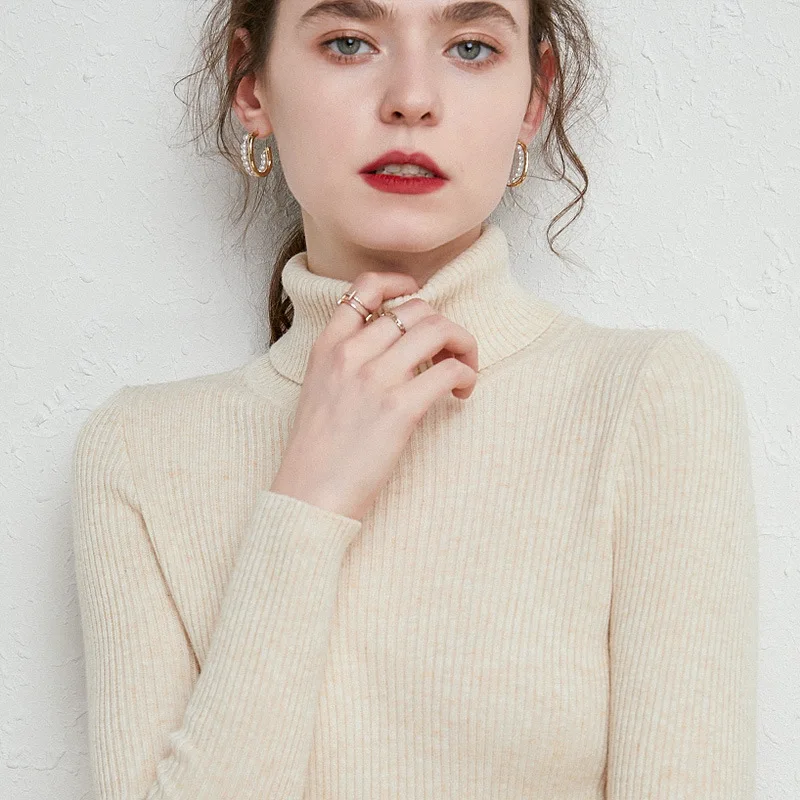 

Свитер-водолазка Женский, облегающий, универсальный, с длинным рукавом, Осень-зима