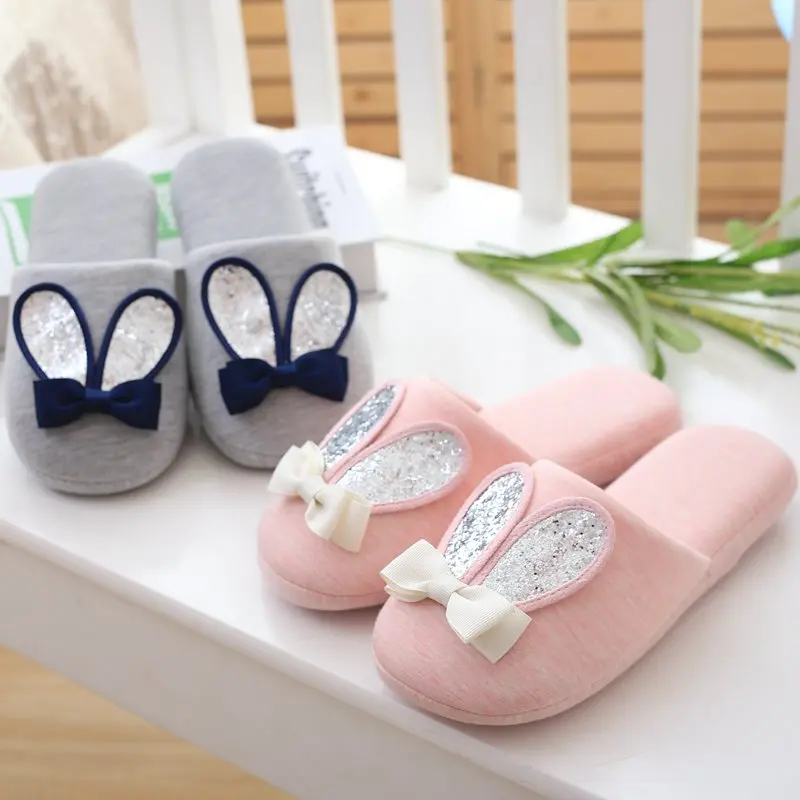 Cartoon indoor warm wool antiskid floor cotton mop winter plush slippers for female couple