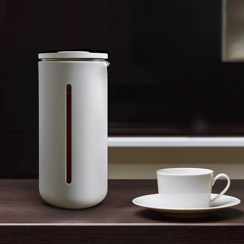 TIMEMORE Store-cafetera a presi&oacute;n francesa peque&ntilde;a U, 450ml, utensilios para hacer tazas, color blanco y negro, para cocina, hogar, oficina-3