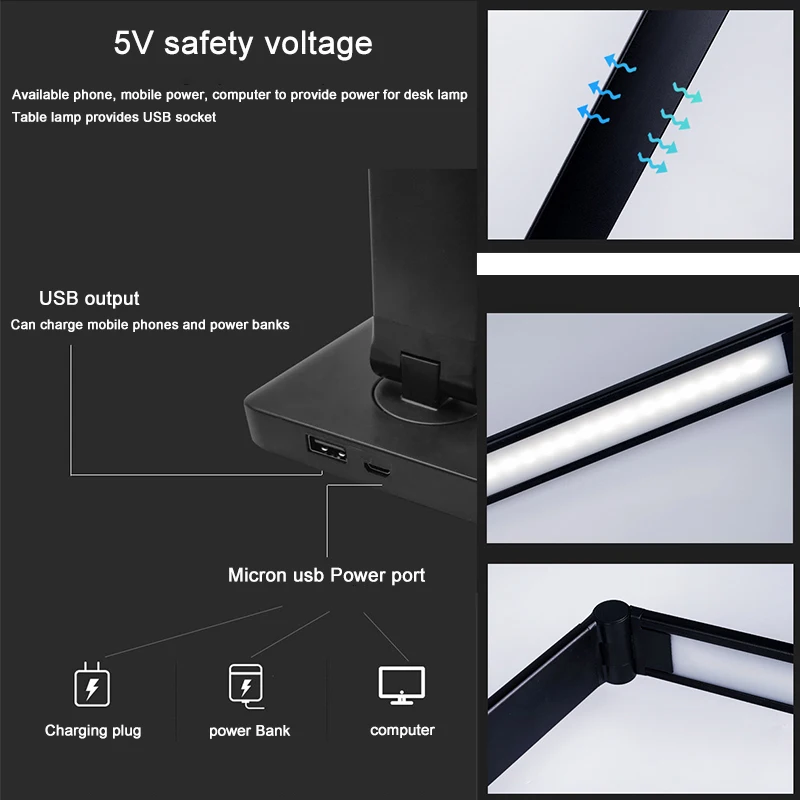 

6W LED Eye Care Table Lamp Desk Reading Light Dimmable Adjustable Flexible Lighting LED Night lamp Lights Wholesale