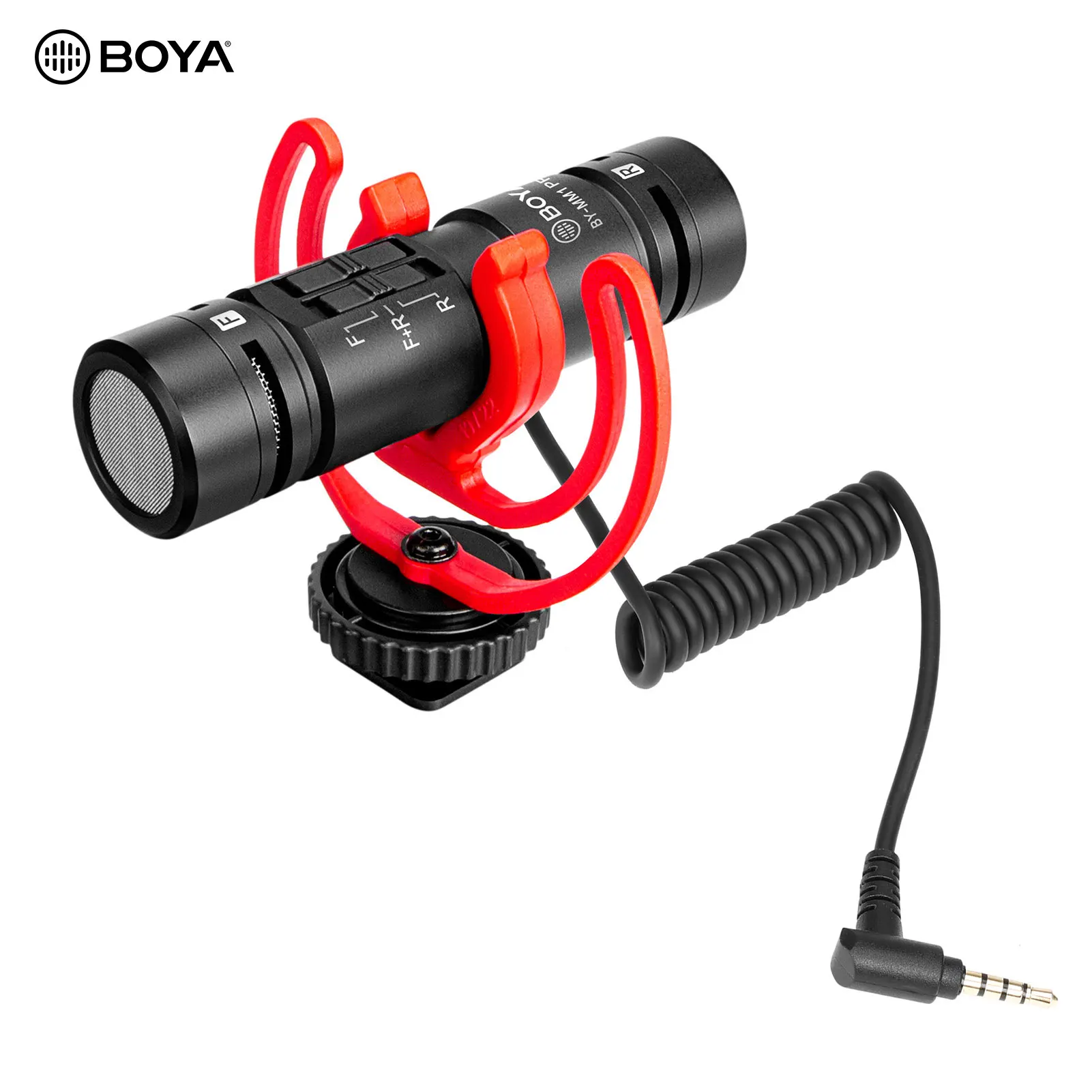 BOYA BY-MM1 MIC PRO Dual Head Video Microphone with 3.5mm TRRS Plug Cold Shoe Shock Mount for Smartphone DSLR Camera Microphone