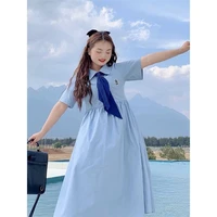 2021 extra large size womens dress summer loose cover belly slimming fashion summer college style dress college style japanese