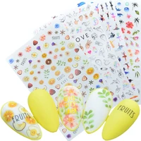 small fresh pattern nail stickers flower leaf adhesive sliders summer colorful nail art stickers diy manicure tips