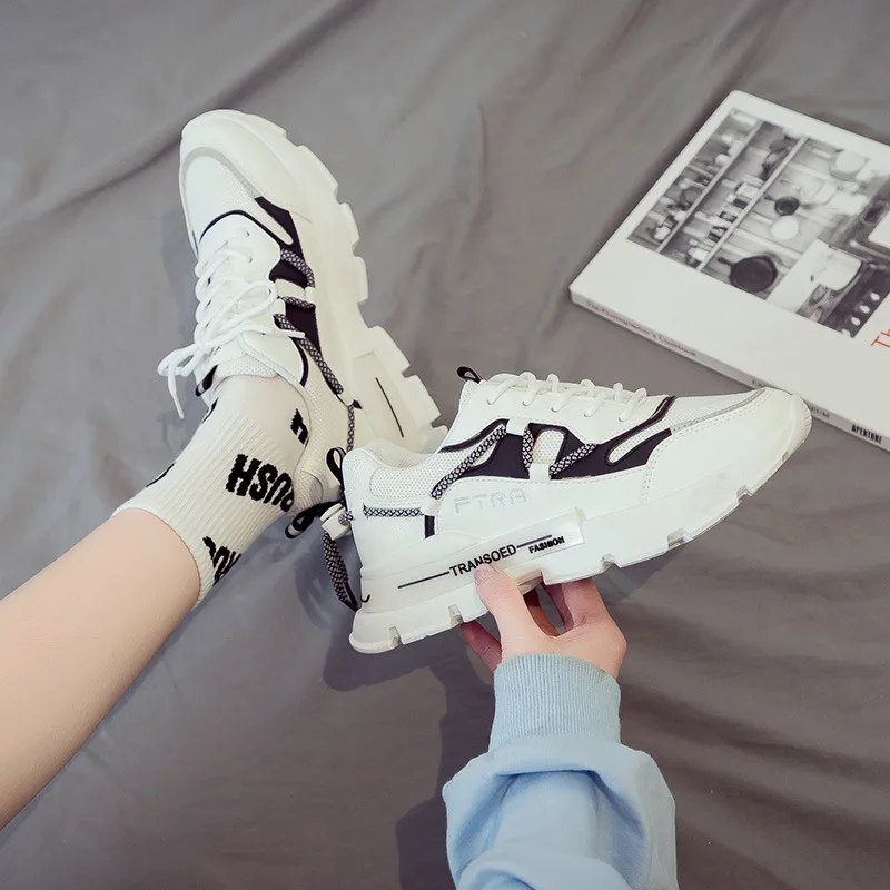 

New 2021 Sneakers Women Spring women's sneakers Height Increasing white black autumn Chunky Shoes Breathable Leisure Shoes