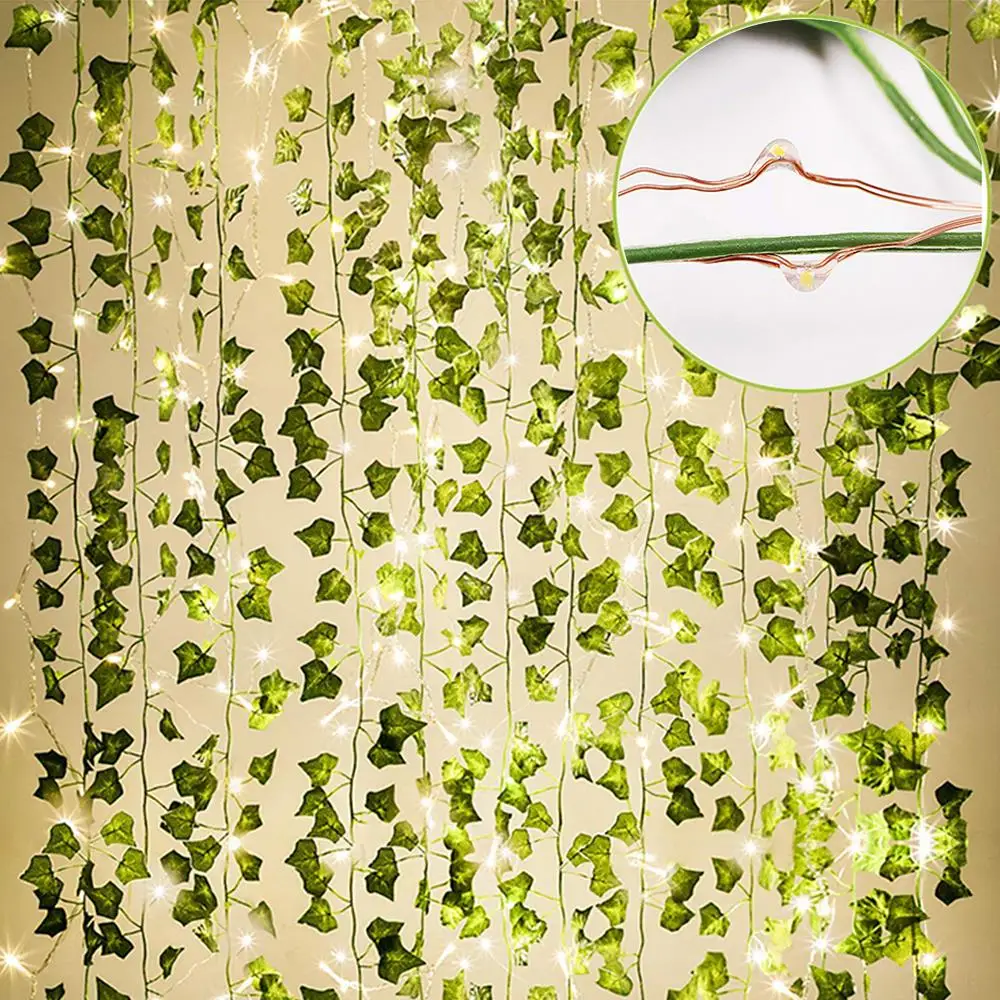 

Vine DIY Creeper Christmas Ornament String Light Room Decor Green Leaves Plant Light