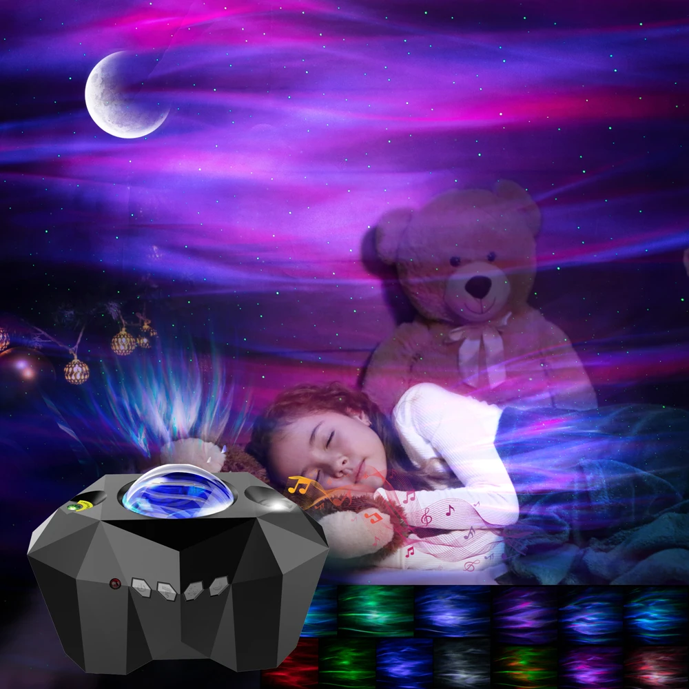 

Лазерный проектор Aurora Star Lights, галактика, звездное небо, океанская волна, Ночной светильник, красочный туманность, Лунная лампа, Bluetooth-совмест...