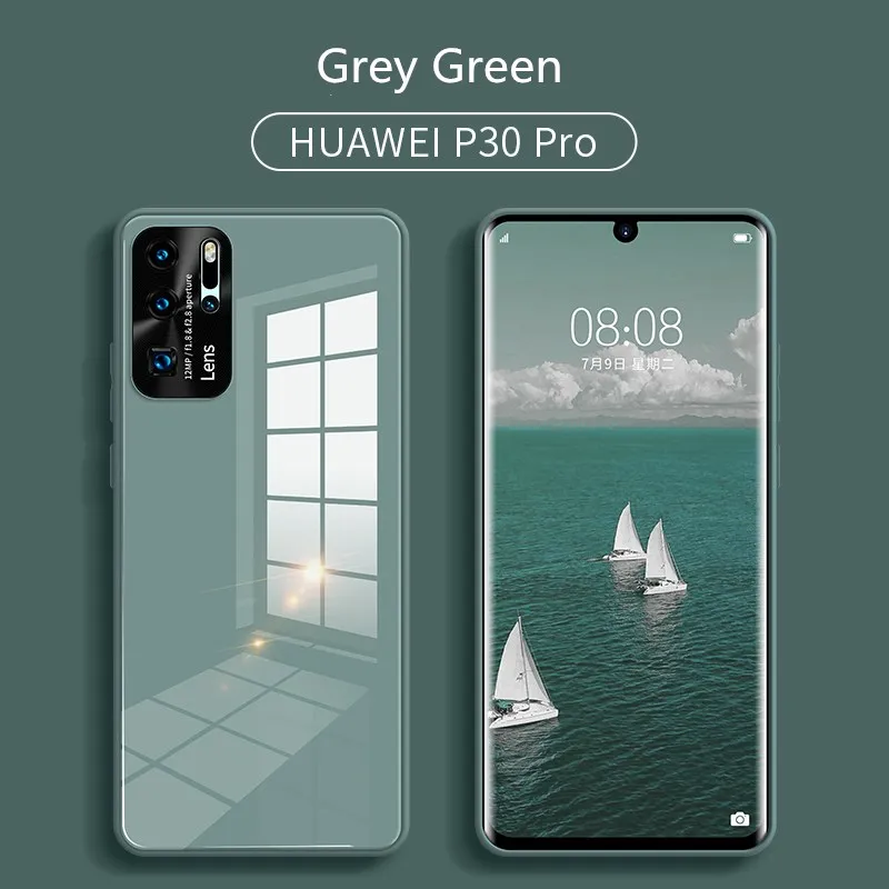 Original Liquid Tempered Glass Case For HuaWei P30 Pro P40 Pro Mate 30 Pro Nova 7 SE Pro Cover Metal Lens Protection Glass Case