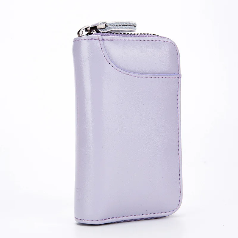 Light Purple GO-LUCK/брендовый кошелек унисекс из натуральной кожи на молнии с автомобильными клавишами для мужчин и женщин, Повседневная Сумка-клатч, сумка для ключей с отверстием для рук, 1 бит, чехол для карт - Цвет: Light Purple