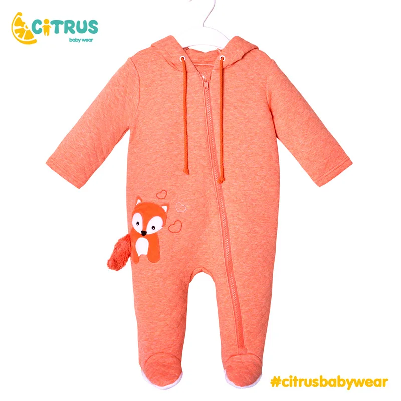

CITRUS Spring Baby Romper Full Sleeve 100% Cotton Cartoon Fox Baby Jumpsuit Costume Orange 3 6 9 12 M Newborn Boy Girl Clothes