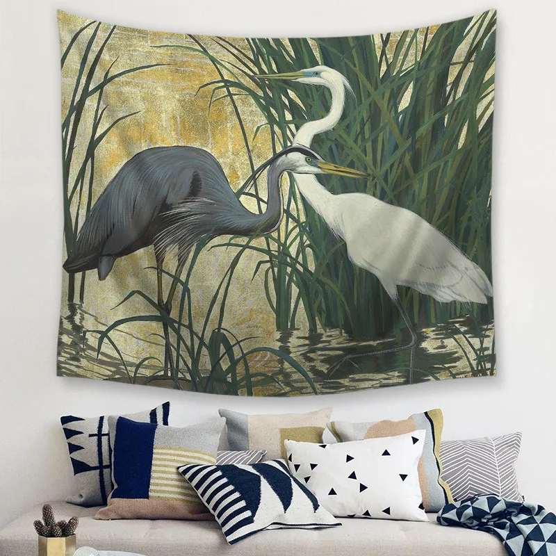 С принтом птицы полиэстер настенный гобелен комнаты Декоративные стены ковер